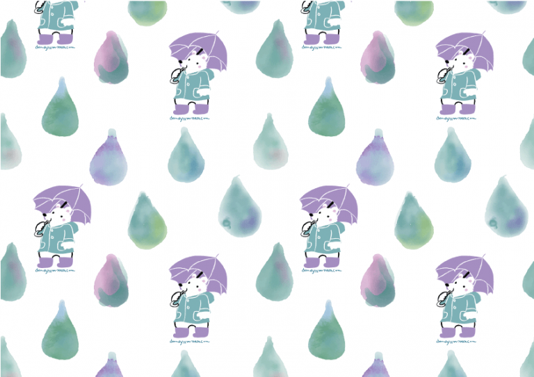 雨のしろくま柄A4包装紙