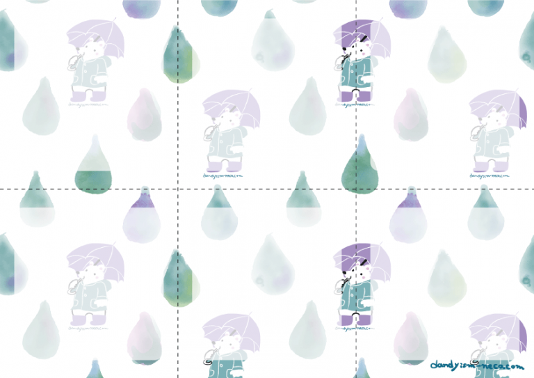 雨のしろくま柄封筒メモ用紙