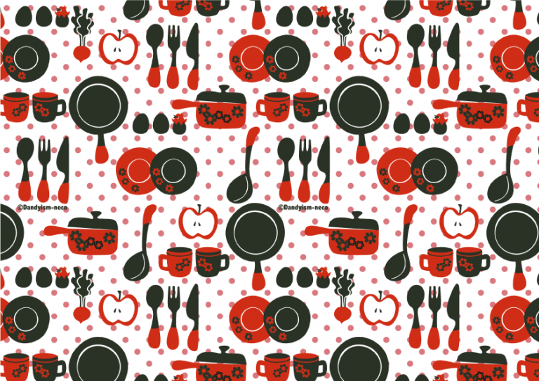 キッチン柄包装紙　赤